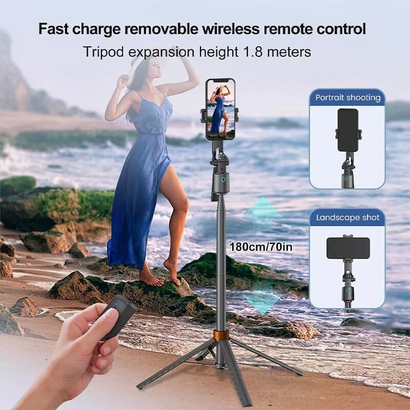 360° Rotatable Selfie Stick Tripod with 2Fill Lights &Auto Face Tracking