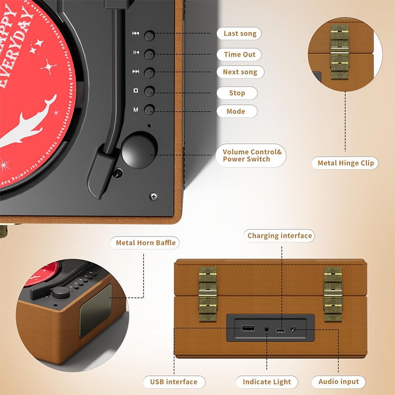 Sakerplus Rechargeable Leather CD Player