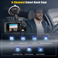Sakerplus 3 Channel Dash Cam Front and Rear Inside