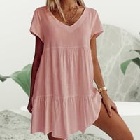 V-Ausschnitt Lässiges Kurzarm Kleid