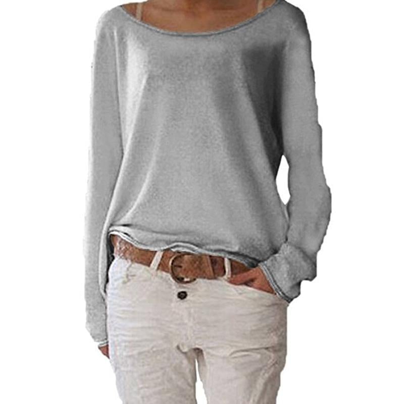 Femmes Manches Longues Pull en Tricot Casual Lâche