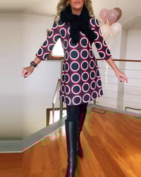 Round neck circle print casual dress