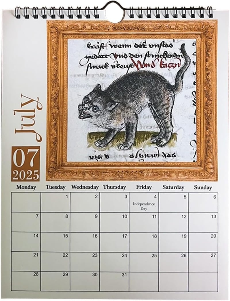 Seltsamer mittelalterlicher Katzenkalender 2025