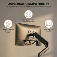 Kexon™ Universal Gas Spring Dual Arm Monitor Mount