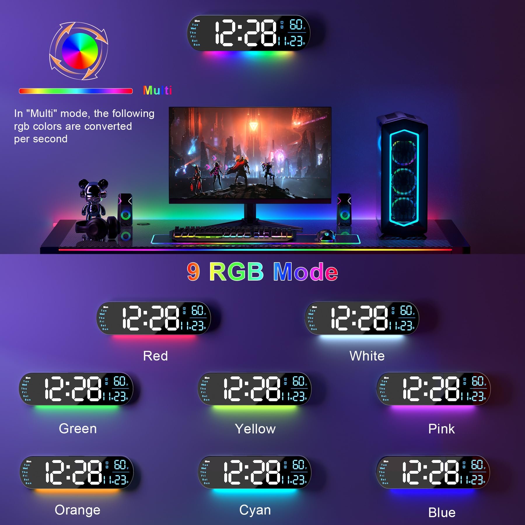 Saker Multi Functional LED Display Clock