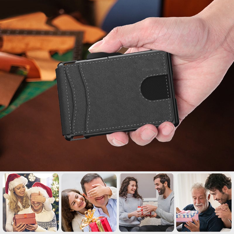 Herren Business-Stil PU-Leder Kartenfächer für AirTag