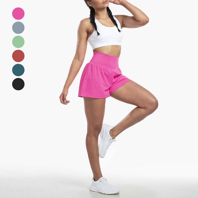 Hochtaillierte Sportshorts mit Fake-Zweiteilung