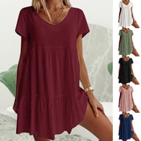 V-Ausschnitt Lässiges Kurzarm Kleid