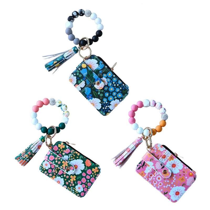 Boho Credit Card Holder Keychain Bracelet