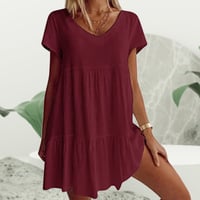 V-Ausschnitt Lässiges Kurzarm Kleid