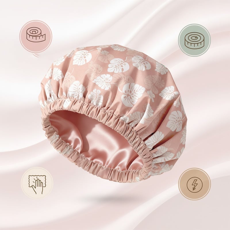 Satin Lined Waterproof Double Layer Shower Cap