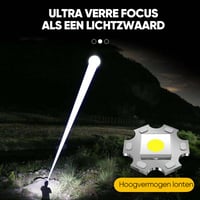 Waterdichte, oplaadbare 2-in-1 zaklamp met digitaal display en sterk licht