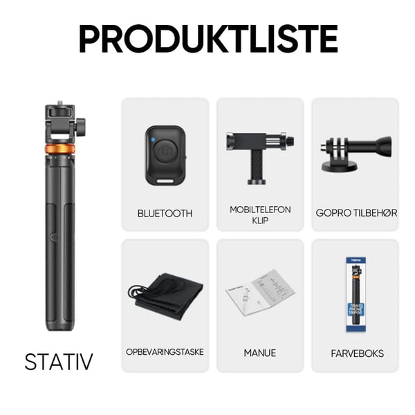 Selfie Stick-stativ med Bluetooth-fjernbetjening