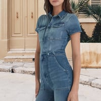 Schmale Bootcut Denim-Jumpsuit