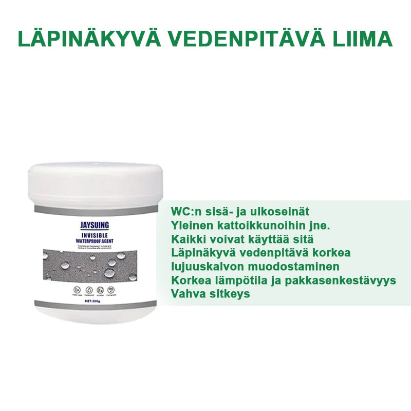 Läpinäkyvä vedenpitävä pinnoiteaine