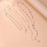 Vintage 4 Piece Set Metal Cross Y-style Long Necklace