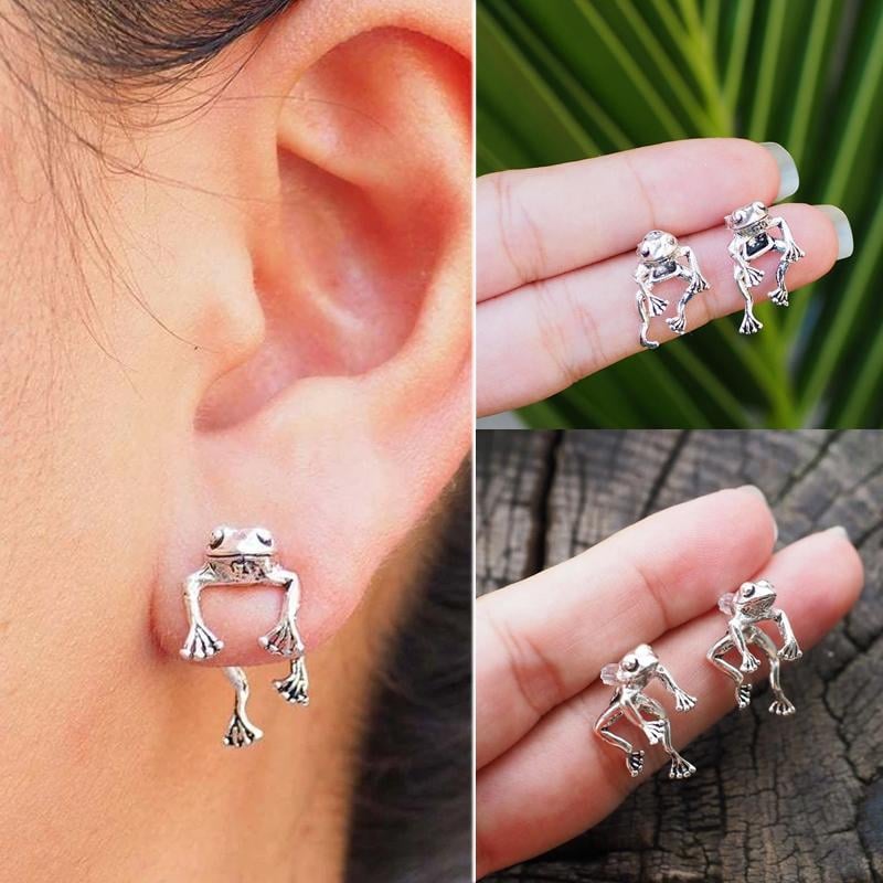 Boucles d'Oreilles Grenouille Vintage, Bijoux d'Amant de Grenouille