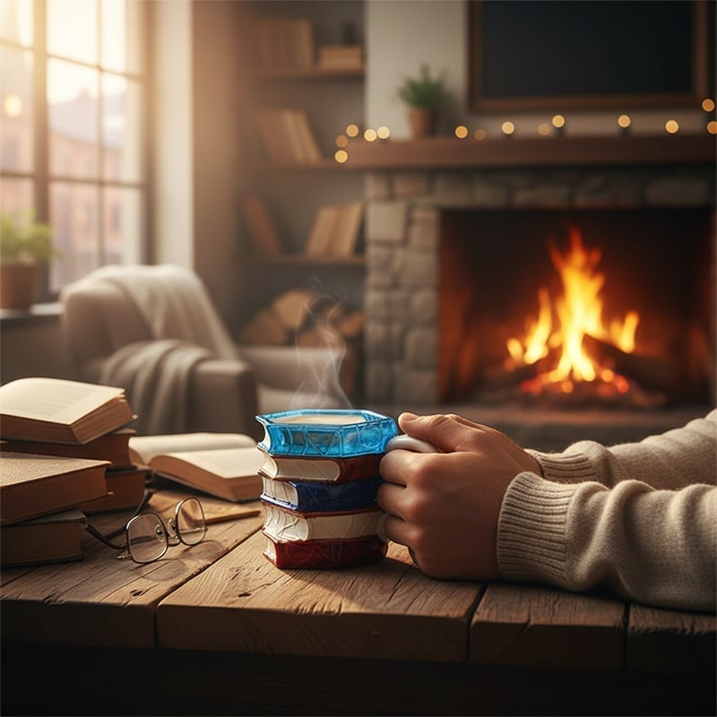 Hand-painted Book Coffee Cup