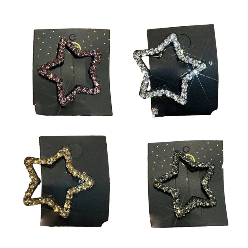 Rhinestone Bling Snap Hair Clip Barrettes (4 Stk)