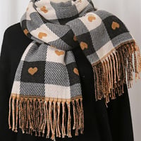 Cozy Heart Plaid Scarf – Soft Winter Wrap for Girls Or Couples
