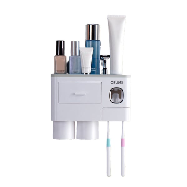 Toothbrush holder with a drawer