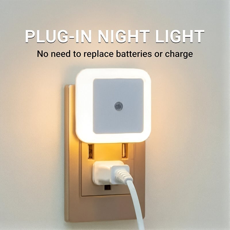 Square Light-Controlled Night Light