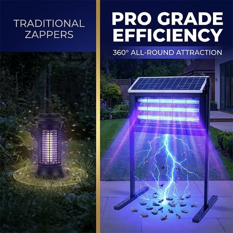 Triple Tube Solar Powered Mosquito Zapper