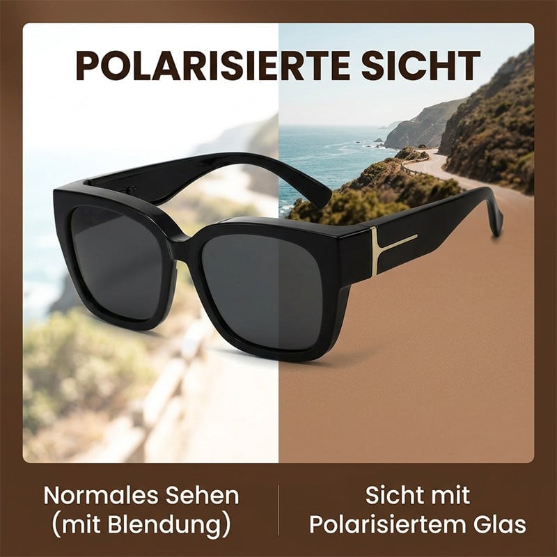 Polarisierte quadratische Sonnenbrille mit umschließendem Design