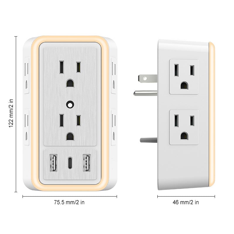 USB Light-Sensing 6-Outlet Power Strip