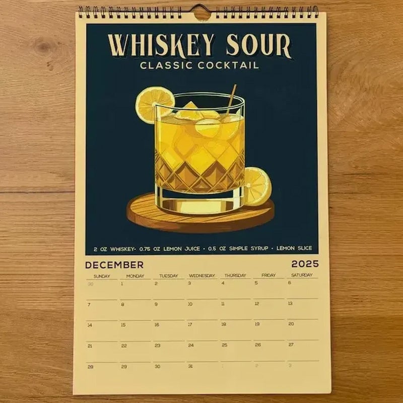 2025 Cocktail Art Wall Calendar