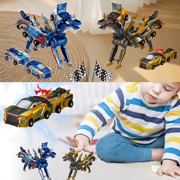 2-in-1 Magnetic Cars That Transform into Flying Dragon and Unicorn