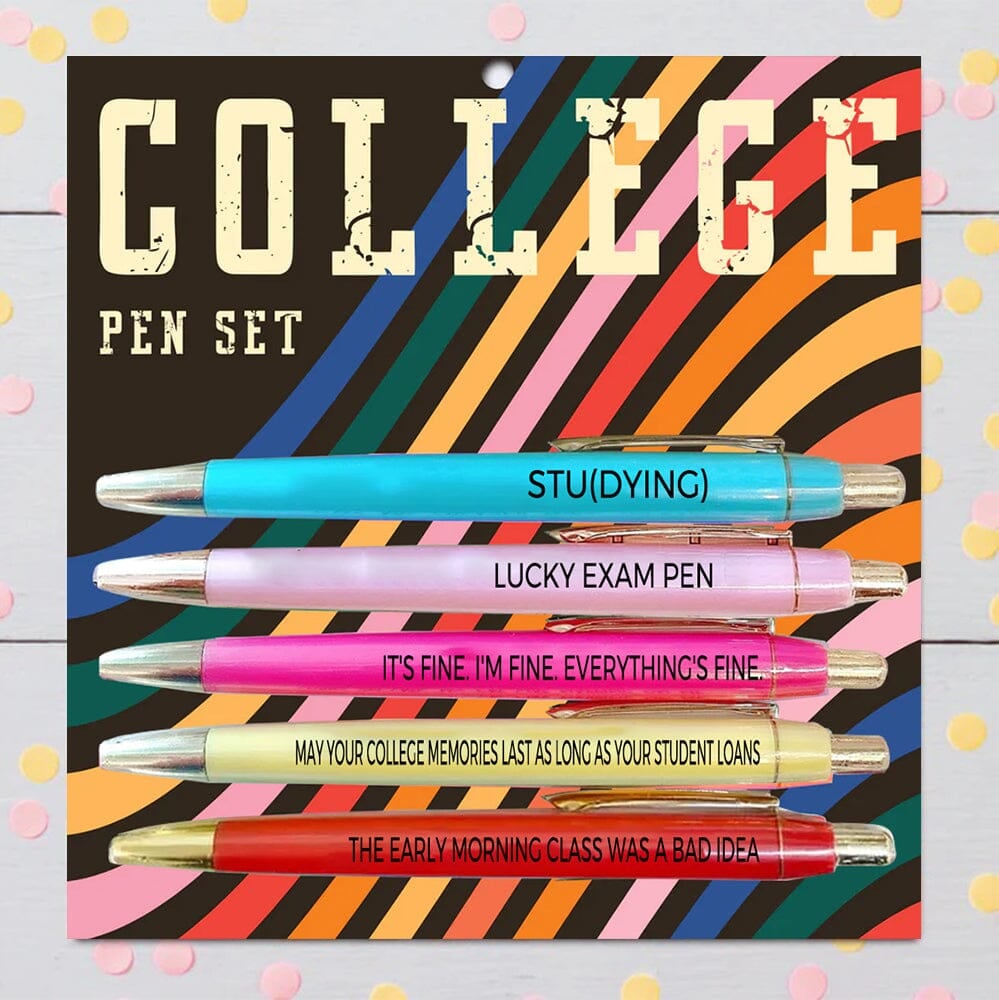 5 pcs Multicolor College Ballpoint Pens(Black ink)