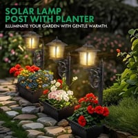 2-in-1 Solar Powered Outdoor Post Light with Integrated Planter Box