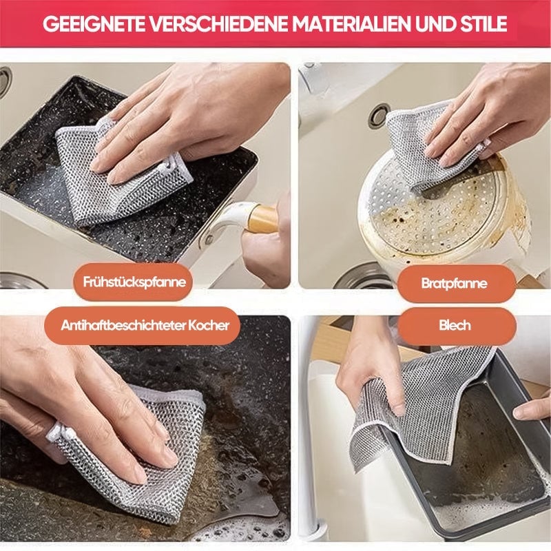 💦🫧Mehrzweck-Geschirrspüllappen aus Draht für Nass und Trocken