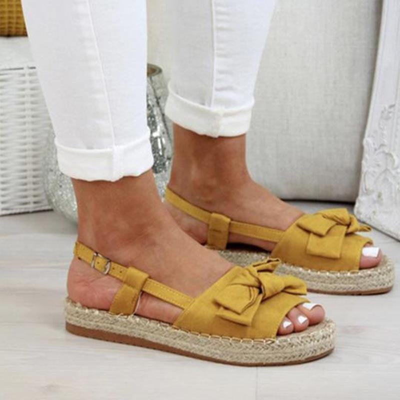 Damen Flache Sandalen mit Schleife