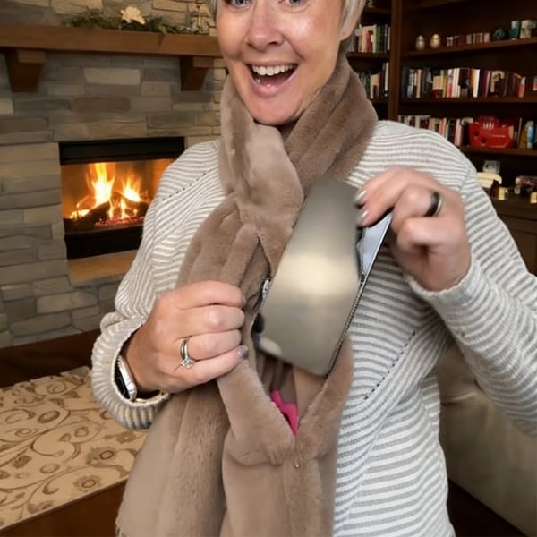 Hidden Zipper Pocket Scarf