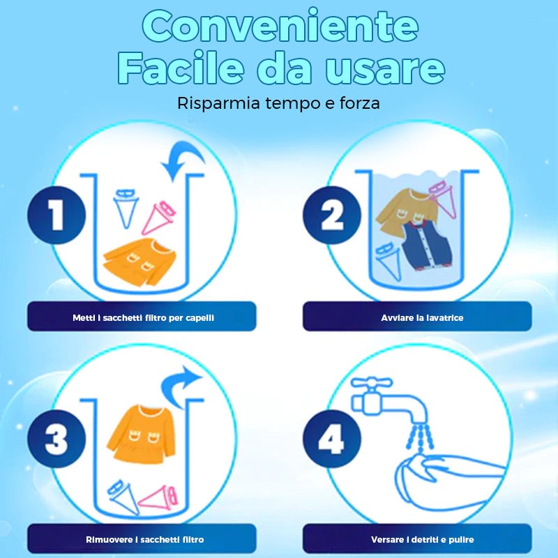 Sacchetti in rete con filtro per capelli per lavatrice