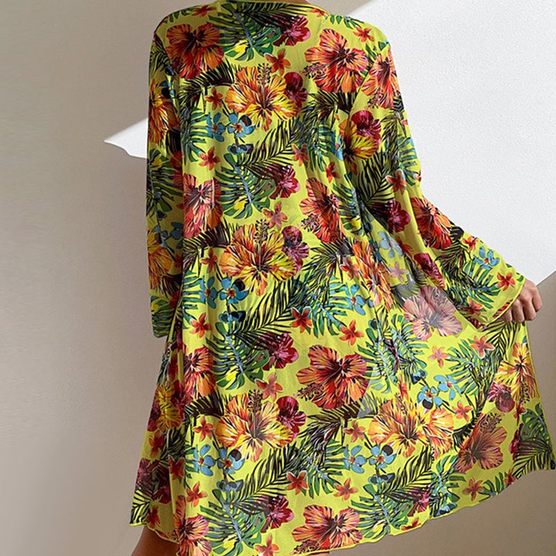 Bikini trois pièces à fleurs