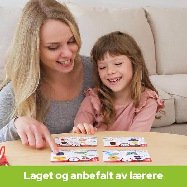 Fonikk-kort - Lær å lese på 20 trinn - Digrafer, CVC-blandinger, lange vokallyder