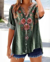 Blouse mode bedrukte v-hals