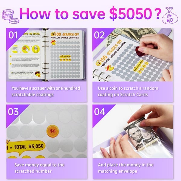 Scratch Off 100 Envelope Challenge Binder