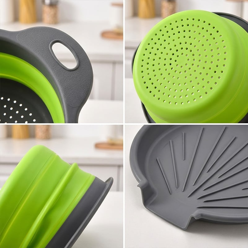 Foldable Drainer Basket with Water Channel Base
