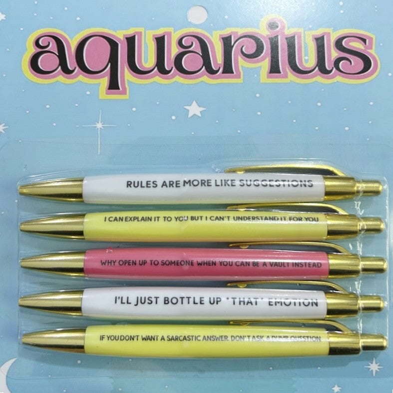 5pcs Horoscope Funny ballpoint Pens black ink (Aquarius)