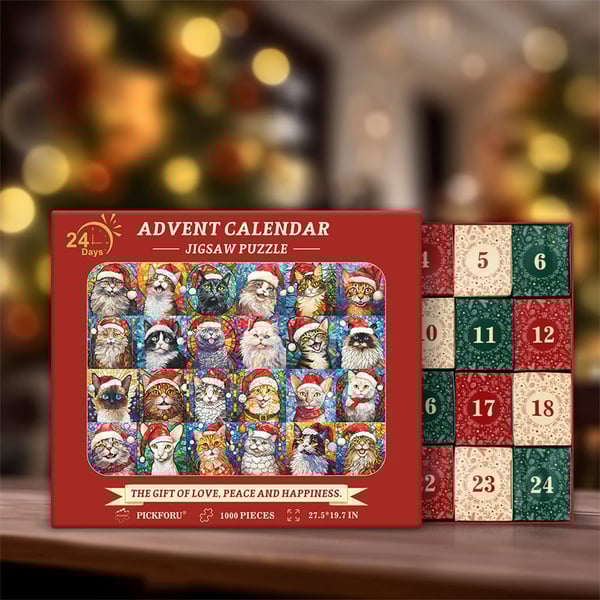 🎄Hot Sale 49%OFF🌟Happy Christmas Cats Advent Calendar Jigsaw Puzzle
