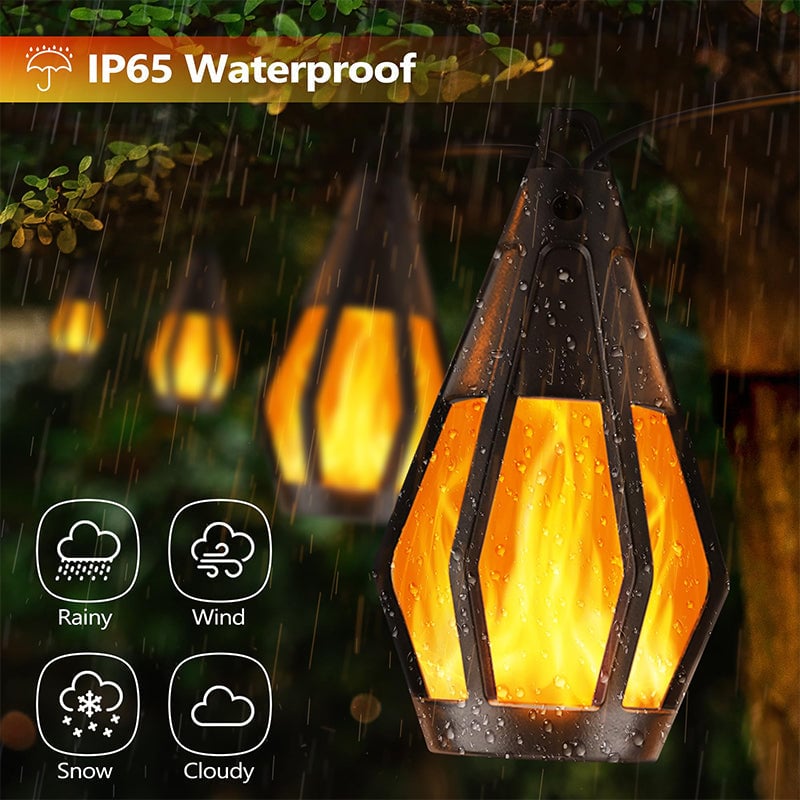 Solar Flickering Flame String Lights