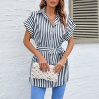 Women's Summer Striped Short Sleeve T Shirt Dress