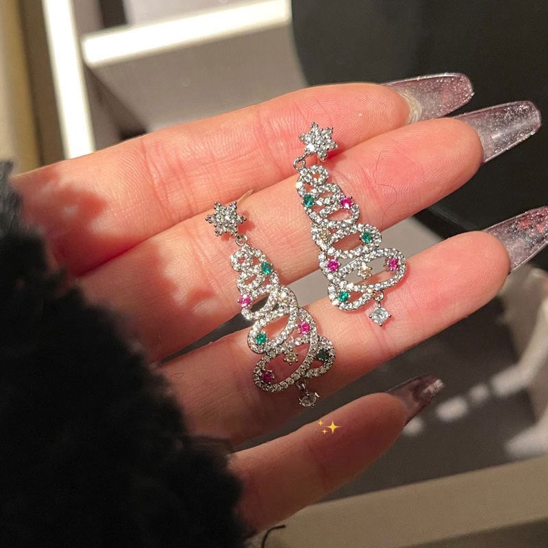 Glanzende kerstboom oorbellen