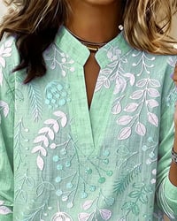 Floral Stand-Collar Blouse