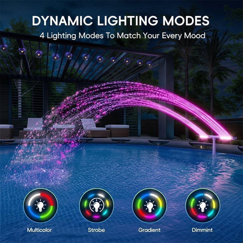 Dual-Head Solar & Type-C Pool Fountain Light