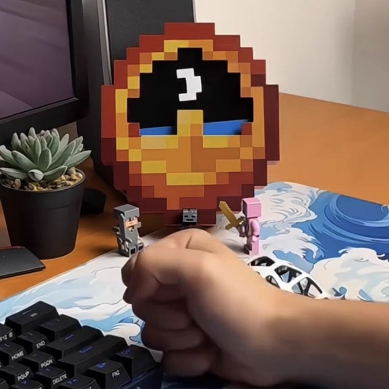 Minecraft Stil Klokke Borddekor